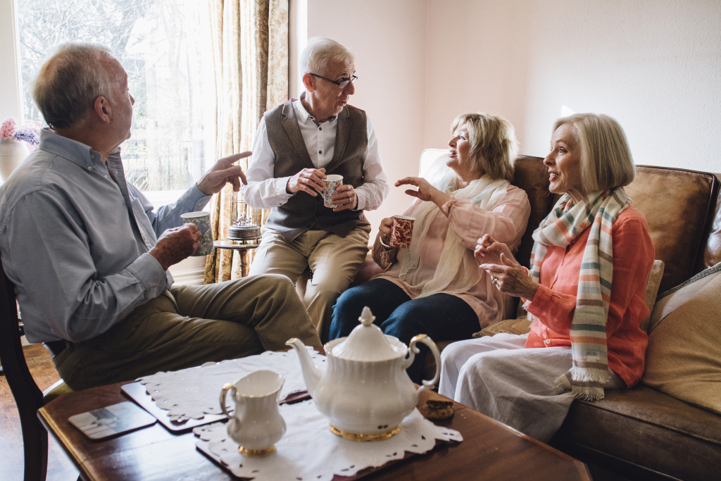 group of seniors having tea
